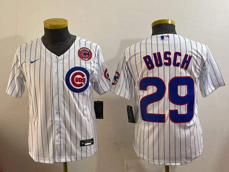 Youth Chicago Cubs #29 Busch White Stripe Game 2026 Nike MLB Jersey style 005